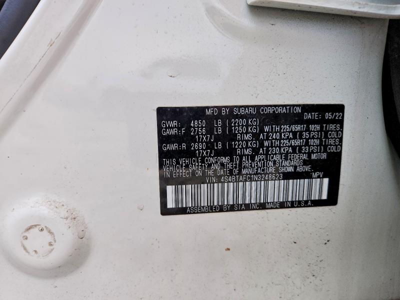 Продажа на аукционе авто 2022 Subaru Outback, vin: 4S4BTAFC1N3248623, номер лота: 58788926