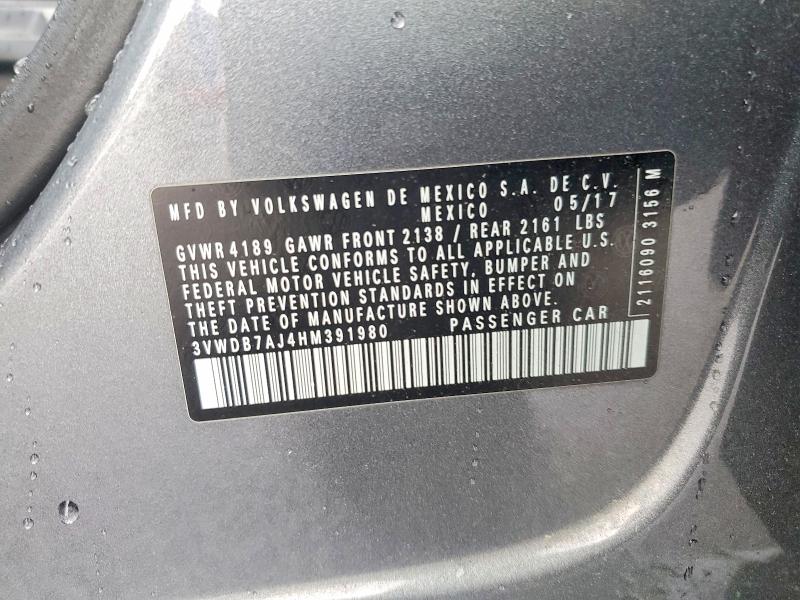 Продажа на аукционе авто 2017 Volkswagen Jetta, vin: 3VWDB7AJ4HM391980, номер лота: 58302136