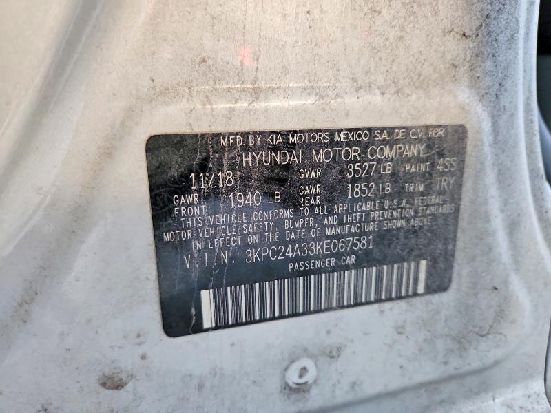 Продаж на аукціоні авто 2019 Hyundai Accent, vin: 3KPC24A33KE067581, номер лоту: 57166206