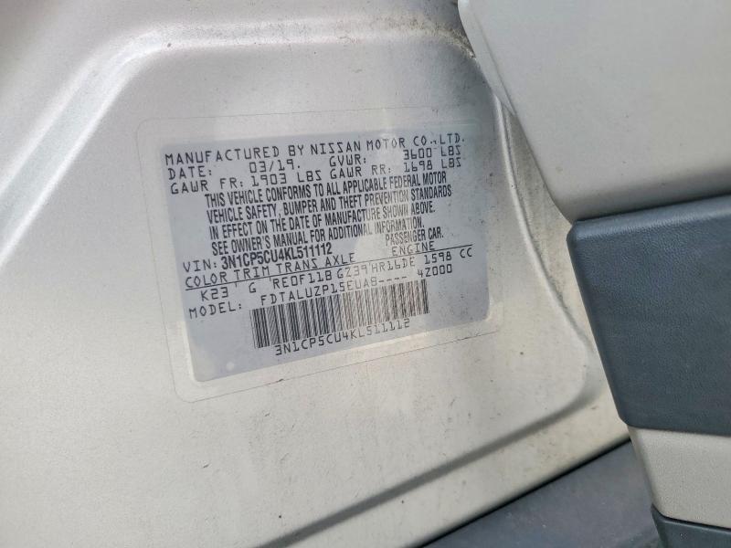 Продаж на аукціоні авто 2019 Nissan Kicks, vin: 3N1CP5CU4KL511112, номер лоту: 57969756