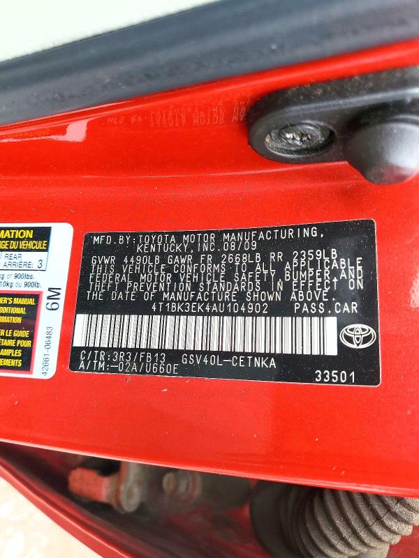 Продажа на аукционе авто 2010 Toyota Camry, vin: 4T1BK3EK4AU104902, номер лота: 55600116