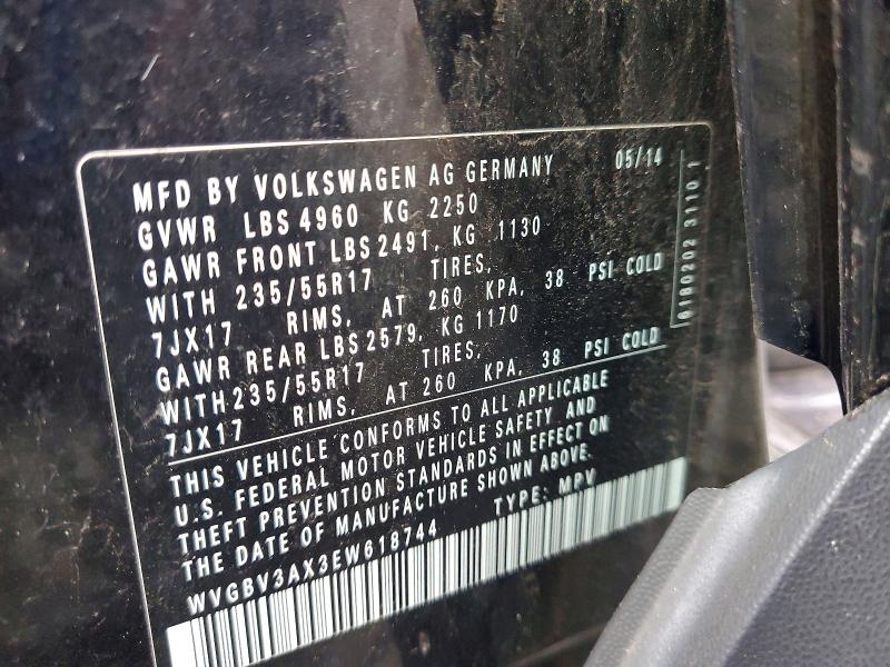 Aukcja sprzedaży 2014 Volkswagen Tiguan, vin: WVGBV3AX3EW618744, numer aukcji: 56894106