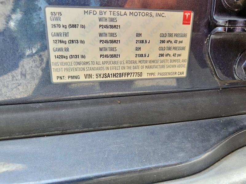 Продажа на аукционе авто 2015 Tesla Model S, vin: 5YJSA1H28FFP77750, номер лота: 59136926