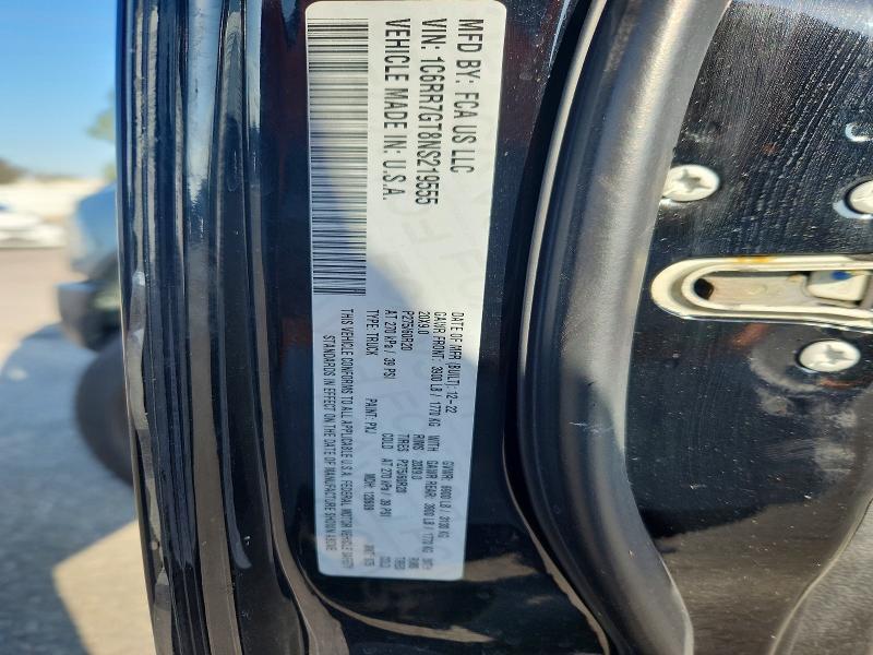 2022 Ram 1500 Classic მანქანა იყიდება აუქციონზე, vin: 1C6RR7GT8NS219555, აუქციონის ნომერი: 58148156