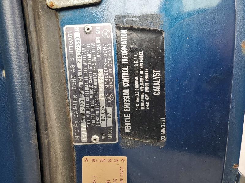 Aukcja sprzedaży 1978 Mercedes-benz 450, vin: 10702412019822, numer aukcji: 57909656