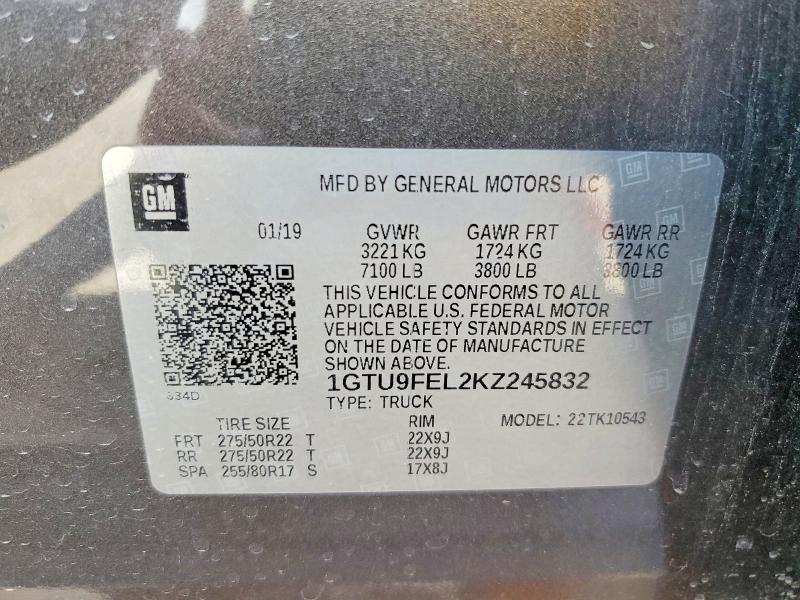 Aukcja sprzedaży 2019 Gmc Sierra, vin: 1GTU9FEL2KZ245832, numer aukcji: 56057956