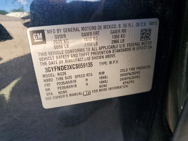 Aukcja sprzedaży 2012 Cadillac Srx, vin: 3GYFNDE3XCS659135, numer aukcji: 58614476