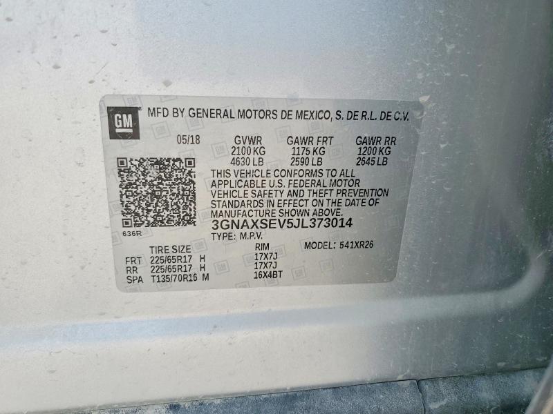 2018 Chevrolet Equinox მანქანა იყიდება აუქციონზე, vin: 3GNAXSEV5JL373014, აუქციონის ნომერი: 57854546