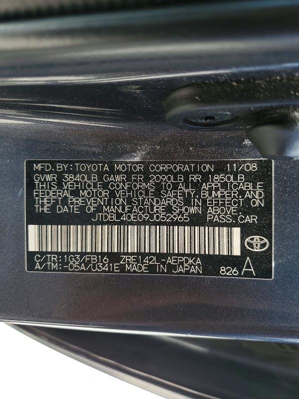 Продажа на аукционе авто 2009 Toyota Corolla, vin: JTDBL40E09J052965, номер лота: 55655146