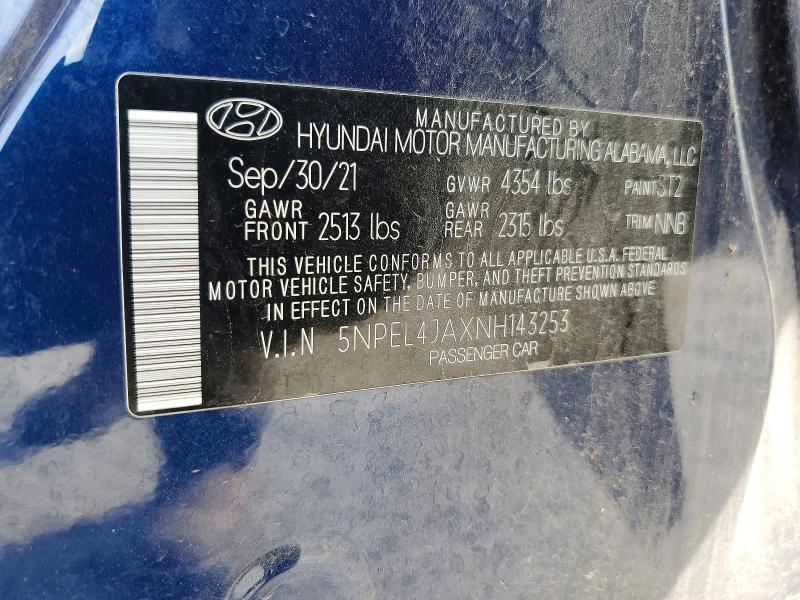 Aukcja sprzedaży 2022 Hyundai Sonata, vin: 5NPEL4JAXNH143253, numer aukcji: 57083926