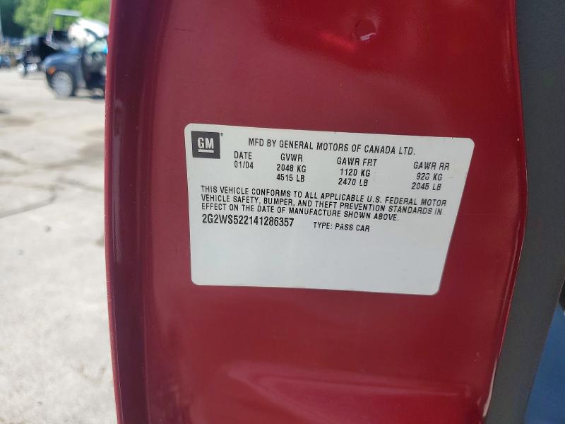 2004 Pontiac Grand Prix მანქანა იყიდება აუქციონზე, vin: 2G2WS522141286357, აუქციონის ნომერი: 57334726