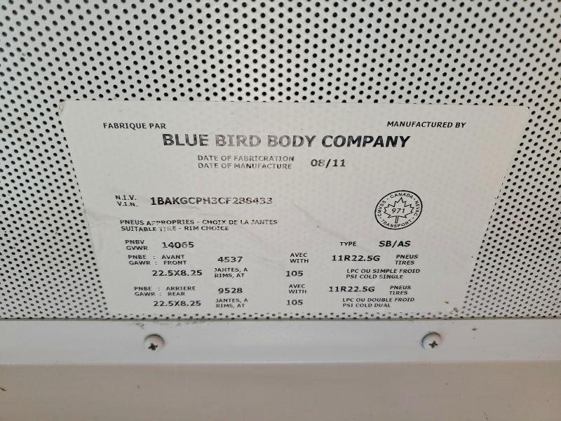 Продаж на аукціоні авто 2012 Bluebird Vision, vin: 1BAKGCPH3CF288433, номер лоту: 52385296