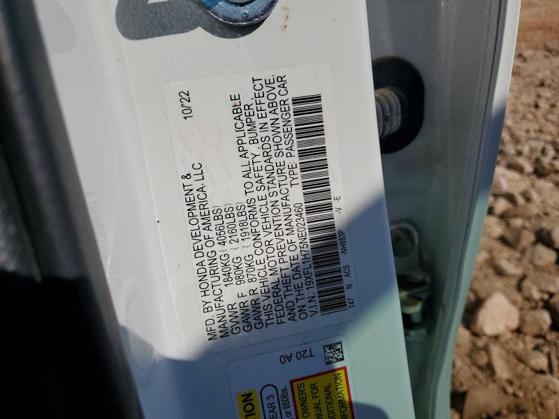 2022 Honda Civic მანქანა იყიდება აუქციონზე, vin: 19XFL1H75NE023460, აუქციონის ნომერი: 56634106