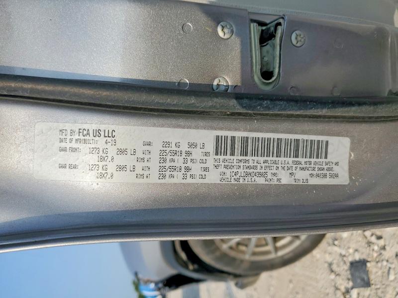 Aukcja sprzedaży 2019 Jeep Cherokee, vin: 1C4PJLDB0KD439025, numer aukcji: 58594816