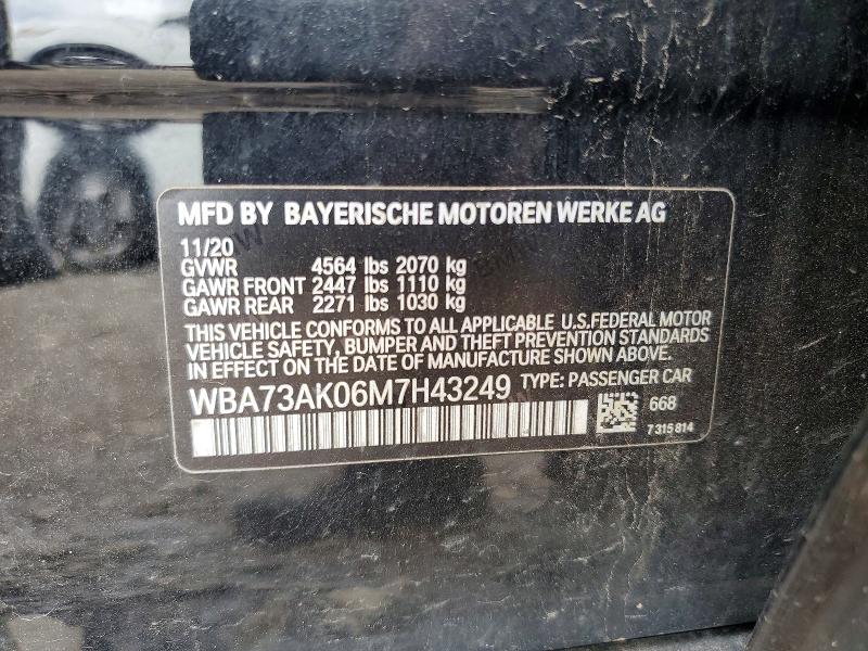 57935356 :رقم المزاد ، WBA73AK06M7H43249 vin ، 2021 Bmw 228xi مزاد بيع