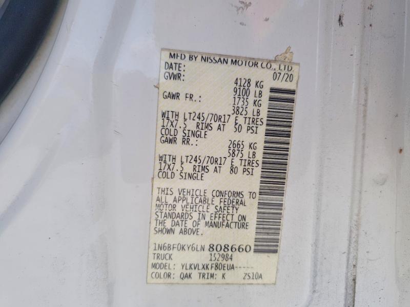Продажа на аукционе авто 2020 Nissan Nv, vin: 1N6BF0KY6LN808660, номер лота: 58780736