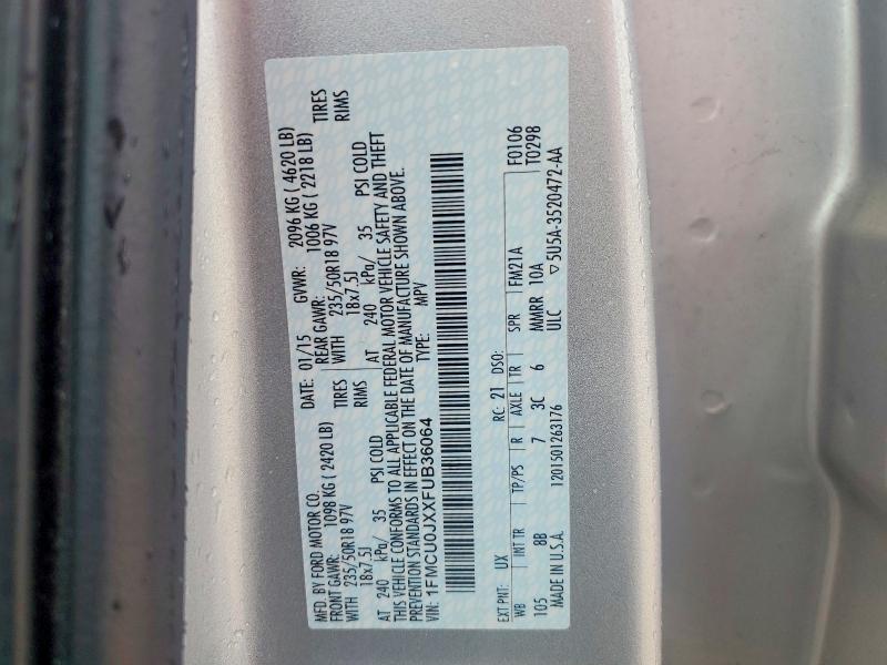Продаж на аукціоні авто 2015 Ford Escape, vin: 1FMCU0JXXFUB36064, номер лоту: 56142556