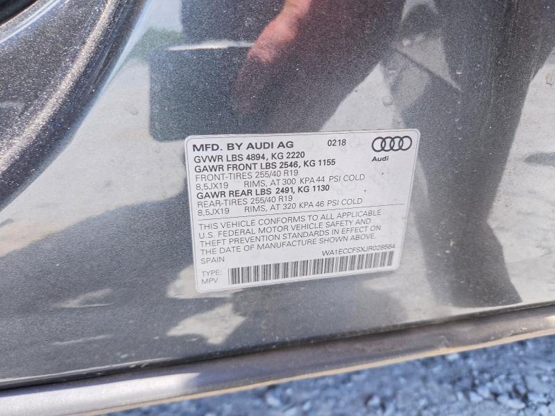 57754376 :رقم المزاد ، WA1ECCFSXJR028564 vin ، 2018 Audi Q3 مزاد بيع