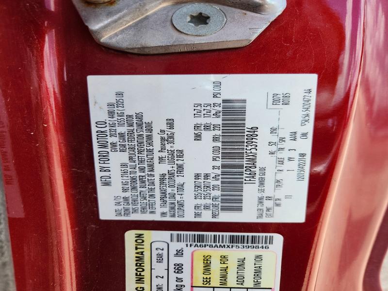 Aukcja sprzedaży 2015 Ford Mustang, vin: 1FA6P8AMXF5399846, numer aukcji: 55525016