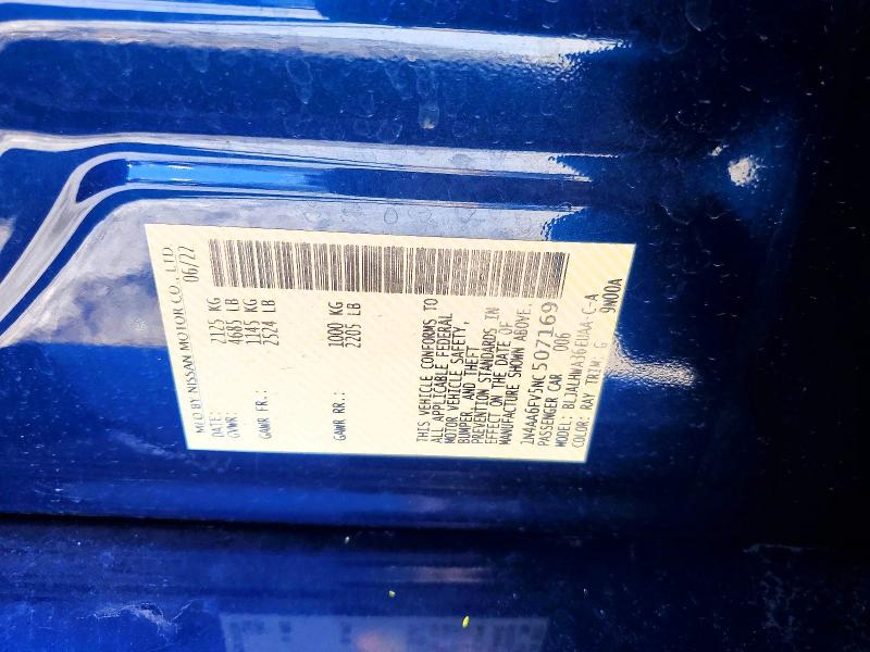 57056736 :رقم المزاد ، 1N4AA6FV5NC507169 vin ، 2022 Nissan Maxima مزاد بيع
