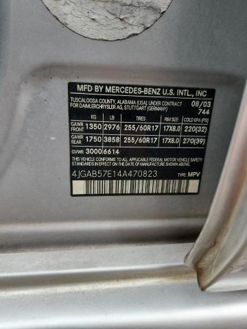 55070746 :رقم المزاد ، 4JGAB57E14A470823 vin ، 2004 Mercedes-benz Ml مزاد بيع