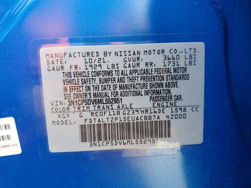 Aukcja sprzedaży 2021 Nissan Kicks, vin: 3N1CP5DV6ML552951, numer aukcji: 56974706