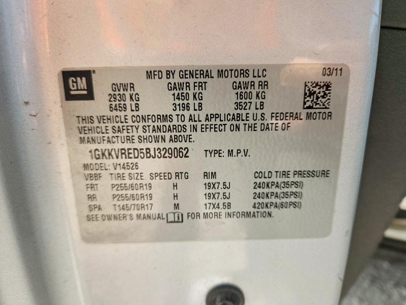 Aukcja sprzedaży 2011 Gmc Acadia, vin: 1GKKVRED5BJ329062, numer aukcji: 55708366