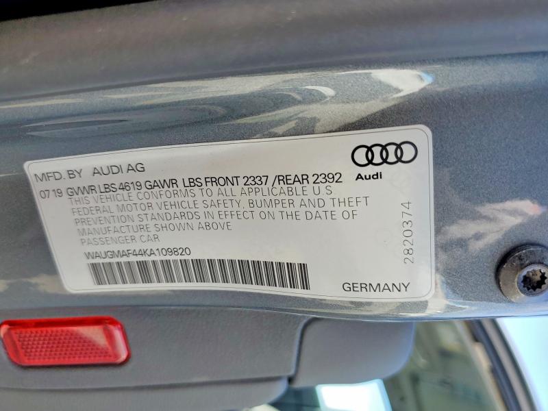 Продажа на аукционе авто 2019 Audi A4, vin: WAUGMAF44KA109820, номер лота: 57177756