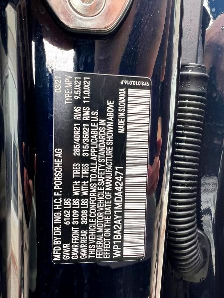 Продаж на аукціоні авто 2021 Porsche Cayenne, vin: WP1BA2AY1MDA42471, номер лоту: 58984746