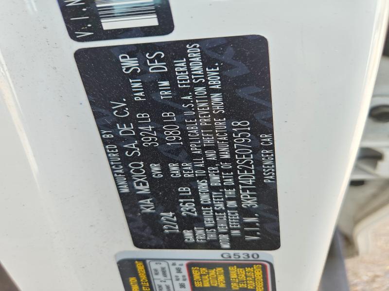 2025 Kia K4 მანქანა იყიდება აუქციონზე, vin: 3KPFT4DE2SE079518, აუქციონის ნომერი: 58644606