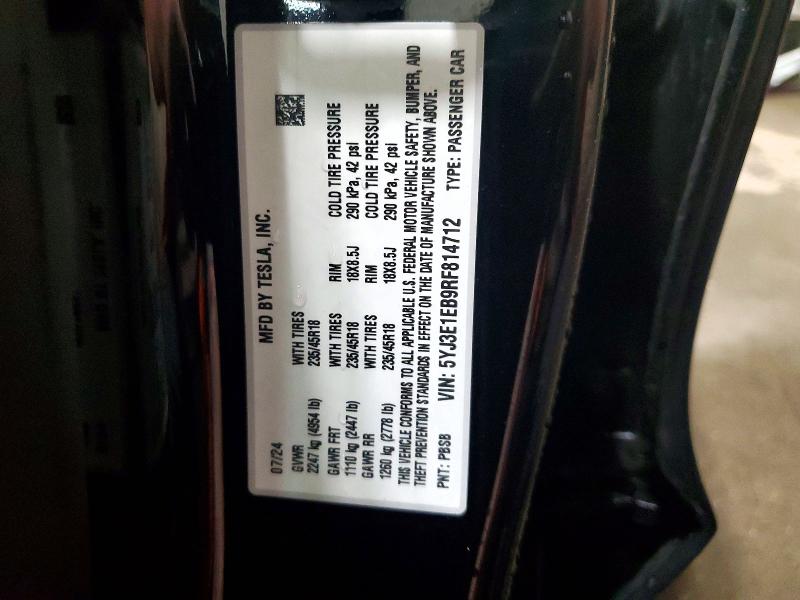 Продажа на аукционе авто 2024 Tesla Model 3, vin: 5YJ3E1EB9RF814712, номер лота: 56438116