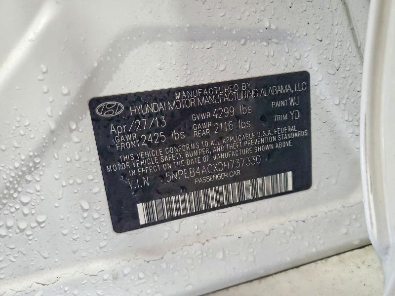 57223946 :رقم المزاد ، 5NPEB4ACXDH737330 vin ، 2013 Hyundai Sonata مزاد بيع