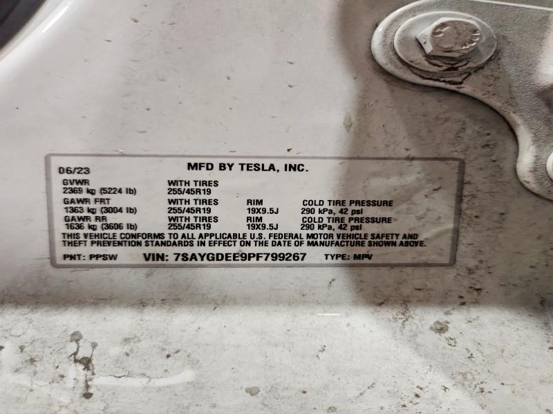 Продажа на аукционе авто 2023 Tesla Model Y, vin: 7SAYGDEE9PF799267, номер лота: 59325126