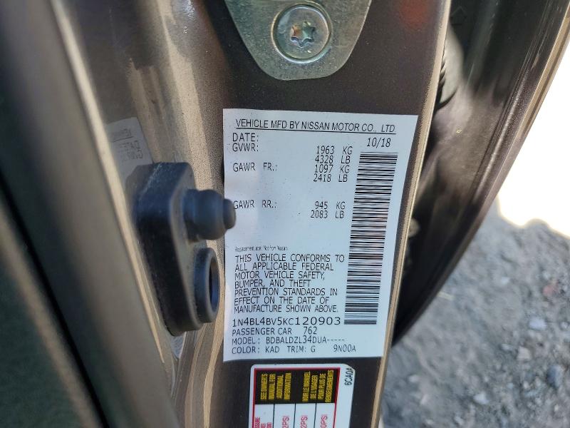 Aukcja sprzedaży 2019 Nissan Altima, vin: 1N4BL4BV5KC120903, numer aukcji: 57425136