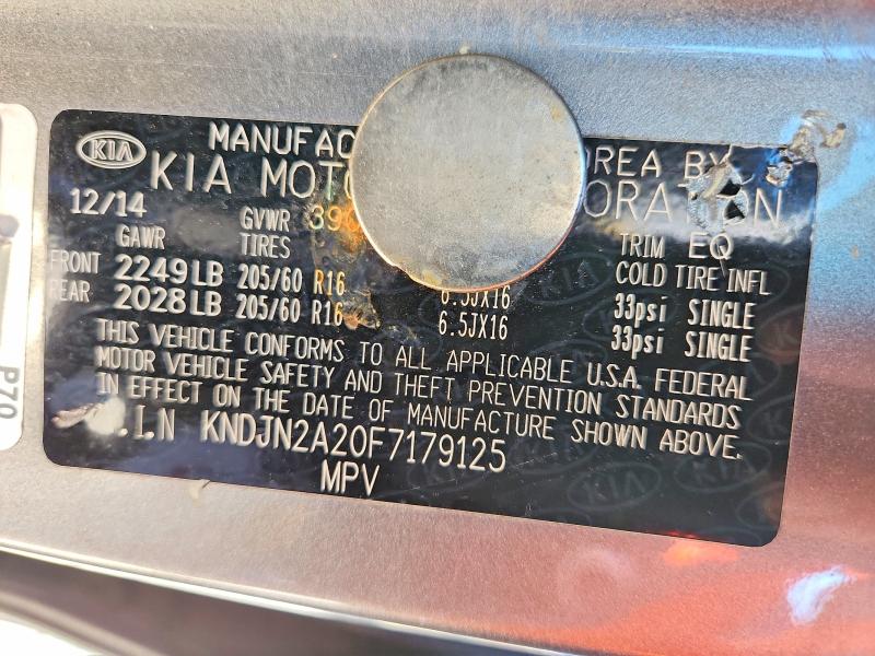 Продаж на аукціоні авто 2015 Kia Soul, vin: KNDJN2A20F7179125, номер лоту: 58410136