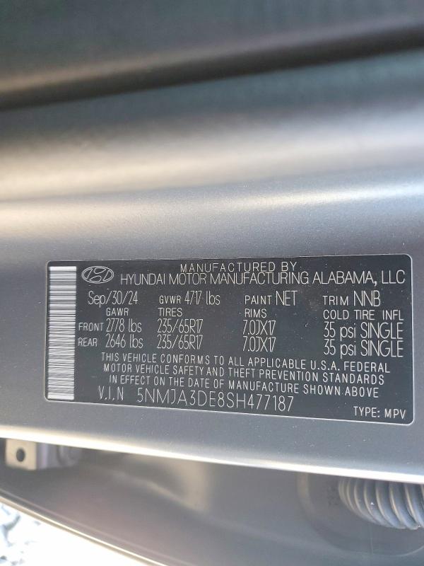 Продажа на аукционе авто 2025 Hyundai Tucson, vin: 5NMJA3DE8SH477187, номер лота: 56803986
