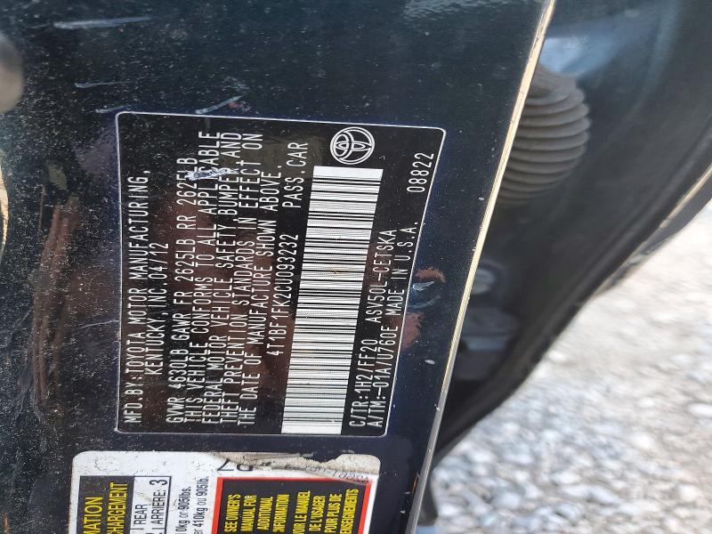 Aukcja sprzedaży 2012 Toyota Camry, vin: 4T1BF1FK2CU093232, numer aukcji: 56176456
