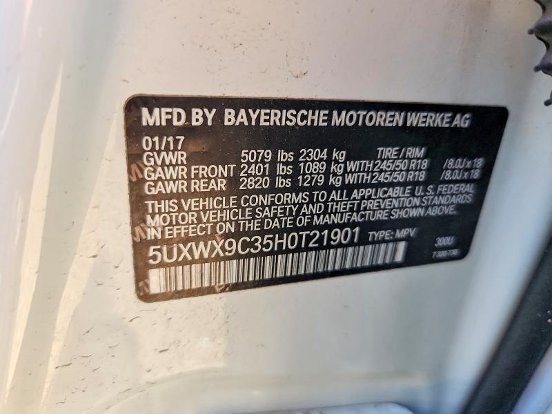 Продажа на аукционе авто 2017 Bmw X3, vin: 5UXWX9C35H0T21901, номер лота: 57063716