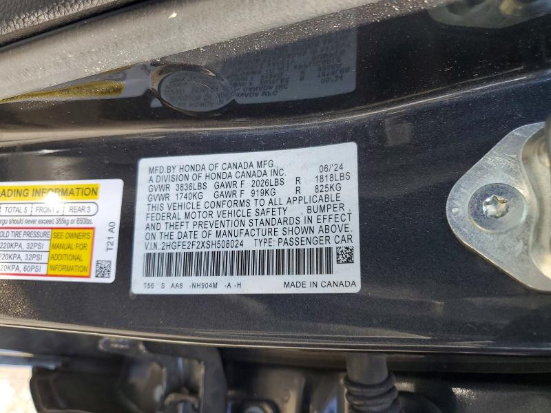 Продаж на аукціоні авто 2025 Honda Civic, vin: 2HGFE2F2XSH508024, номер лоту: 58417456