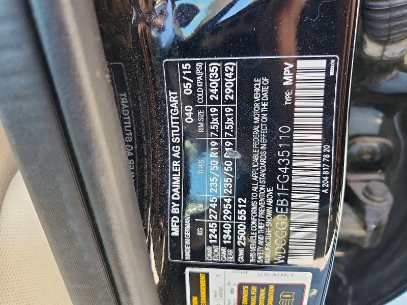 56002396 :رقم المزاد ، WDCGG0EB1FG435110 vin ، 2015 Mercedes-benz Glk مزاد بيع