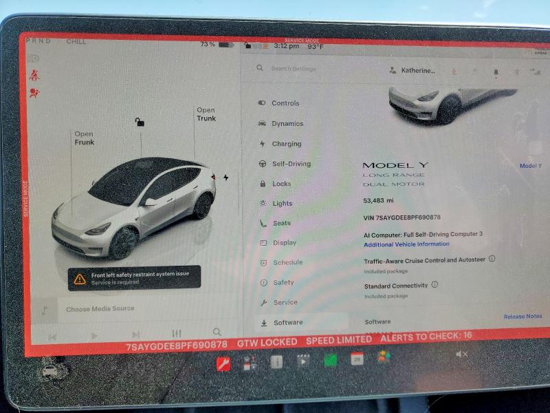 2023 Tesla Model Y მანქანა იყიდება აუქციონზე, vin: 7SAYGDEE8PF690878, აუქციონის ნომერი: 59272336
