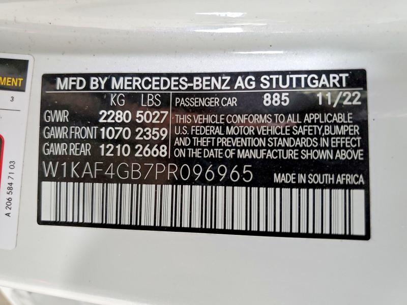 Продажа на аукционе авто 2023 Mercedes-benz C, vin: W1KAF4GB7PR096965, номер лота: 58451566