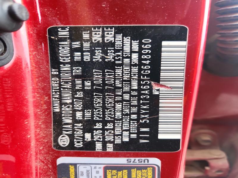 57517826 :رقم المزاد ، 5XYKT3A65FG648960 vin ، 2015 Kia Sorento مزاد بيع