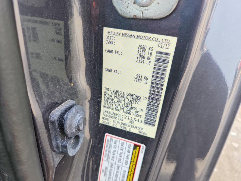 56772496 :رقم المزاد ، 1N4BL2EP3CC211543 vin ، 2012 Nissan Altima مزاد بيع