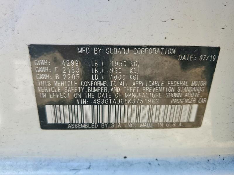 Aukcja sprzedaży 2019 Subaru Impreza, vin: 4S3GTAU65K3751963, numer aukcji: 55022146
