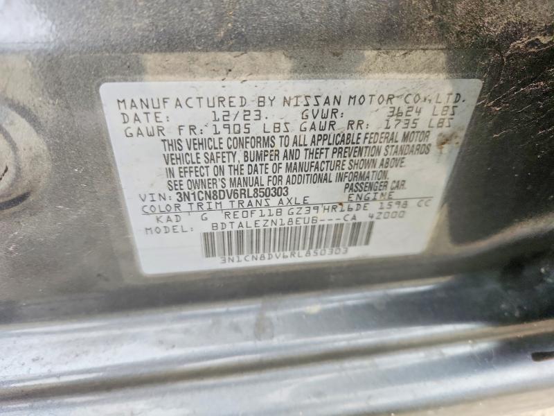 2024 Nissan Versa მანქანა იყიდება აუქციონზე, vin: 3N1CN8DV6RL850303, აუქციონის ნომერი: 56529956
