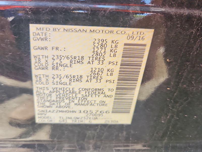 Продаж на аукціоні авто 2017 Nissan Murano, vin: 5N1AZ2MH0HN105766, номер лоту: 55530036