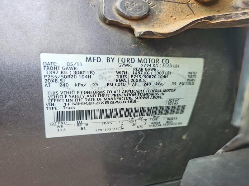 52571446 :رقم المزاد ، 1FMHK8F8XBGA68188 vin ، 2011 Ford Explorer مزاد بيع