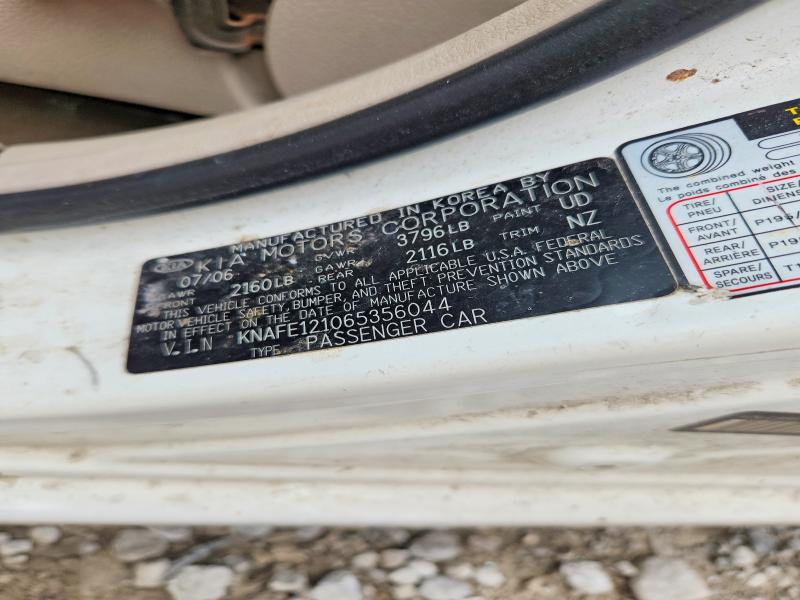 Продаж на аукціоні авто 2006 Kia Spectra, vin: KNAFE121065356044, номер лоту: 57539806