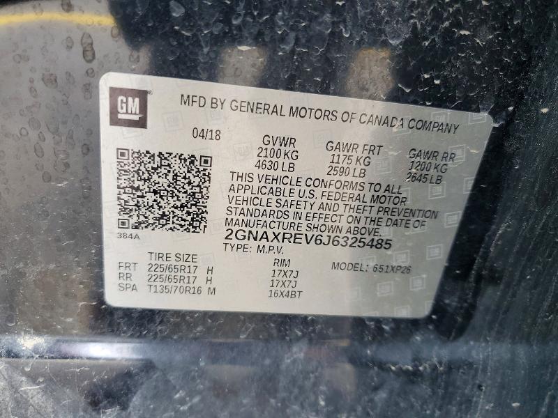 Продаж на аукціоні авто 2018 Chevrolet Equinox, vin: 2GNAXREV6J6325485, номер лоту: 58287406